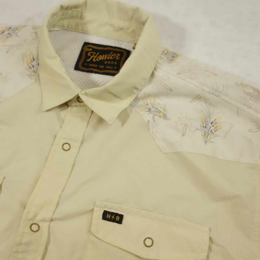 Howler Bros Shirt Mens Large Brown Snap Plaid Button Up Cowboy Rodeo Nylon